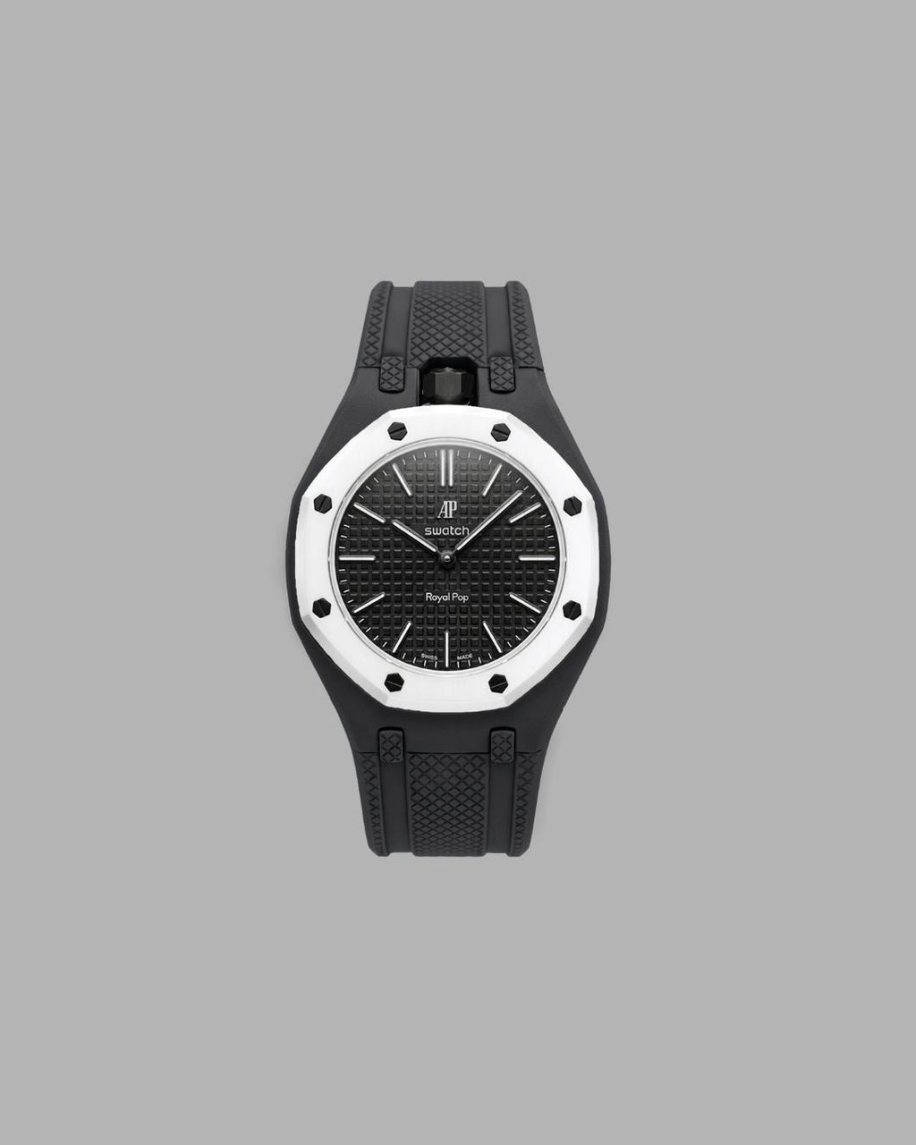 AP x Swatch Sportband schwarz vertikale Krone