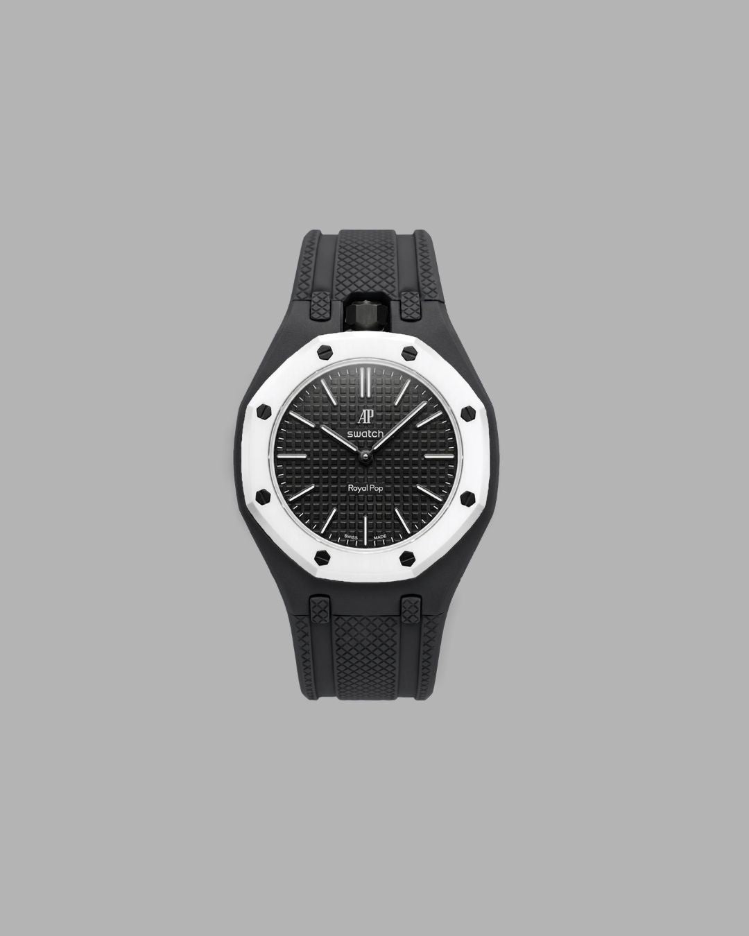 AP x Swatch Sportband schwarz vertikale Krone