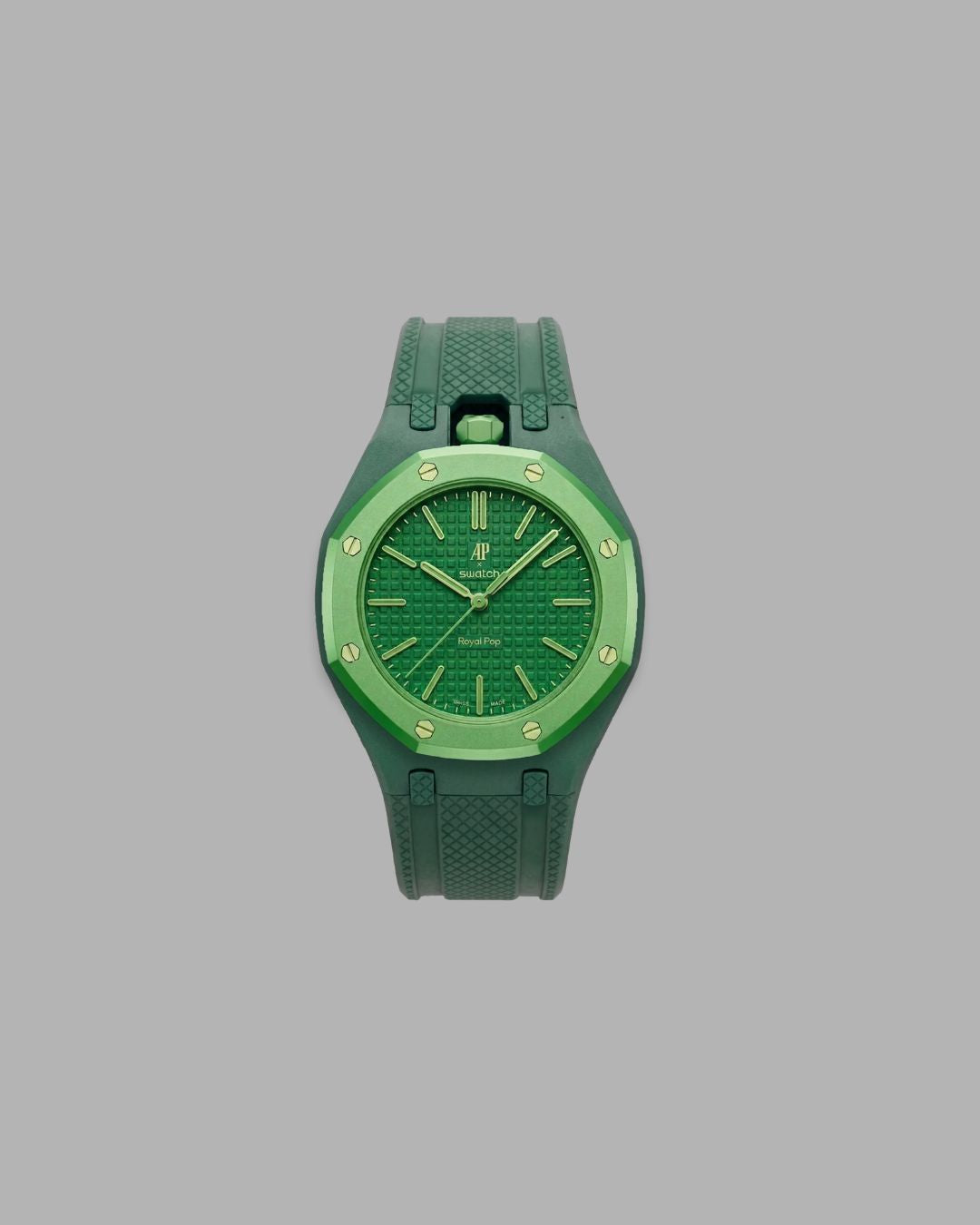 AP x Swatch Sportband grün vertikale Krone