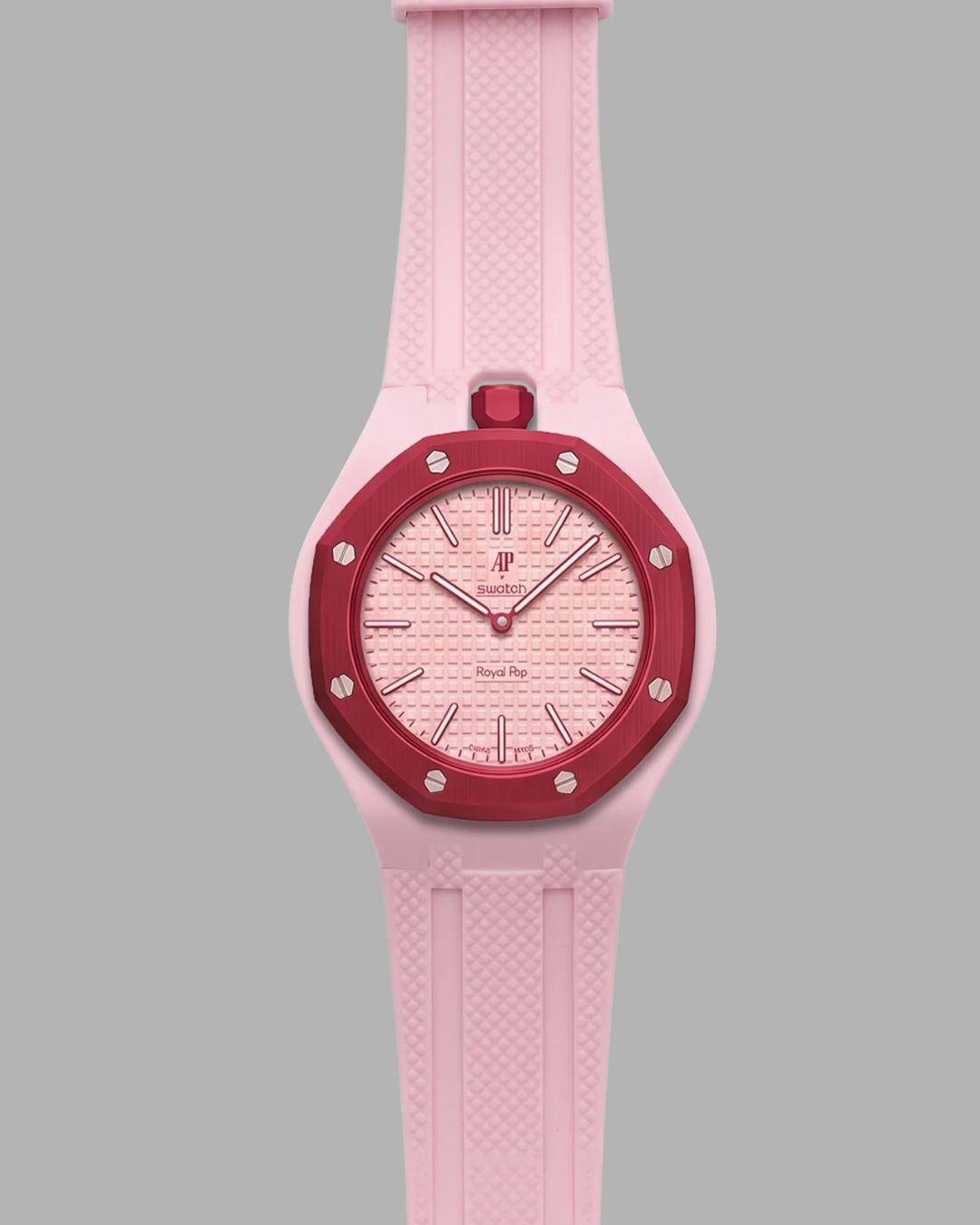 AP x Swatch Sportband rosa vertikale Krone