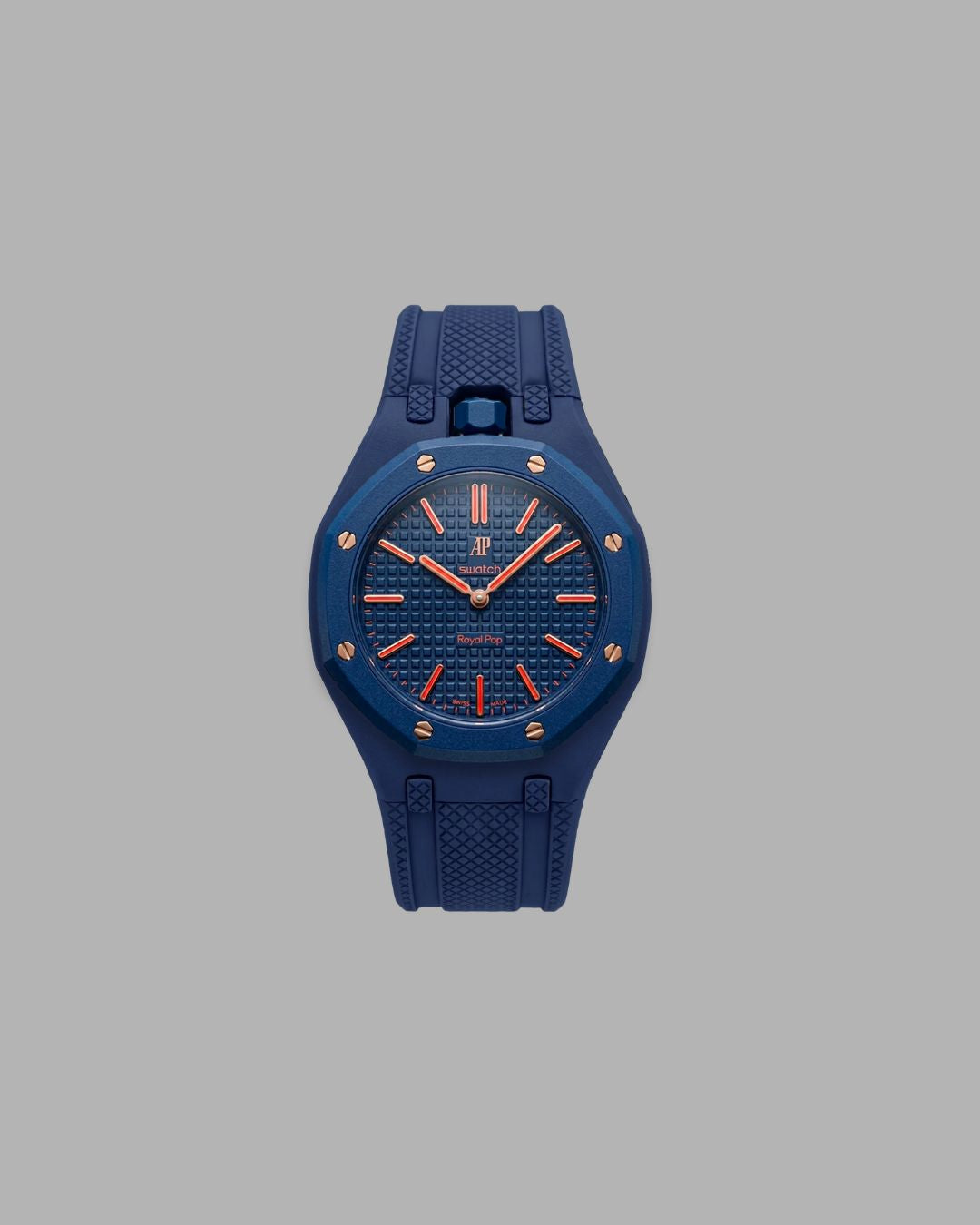 AP x Swatch Sportband Dunkelblau vertikale Krone