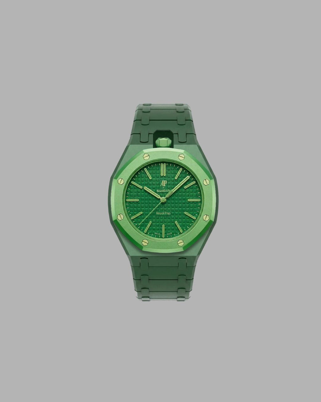 AP x Swatch Link Strap grün vertikale Krone