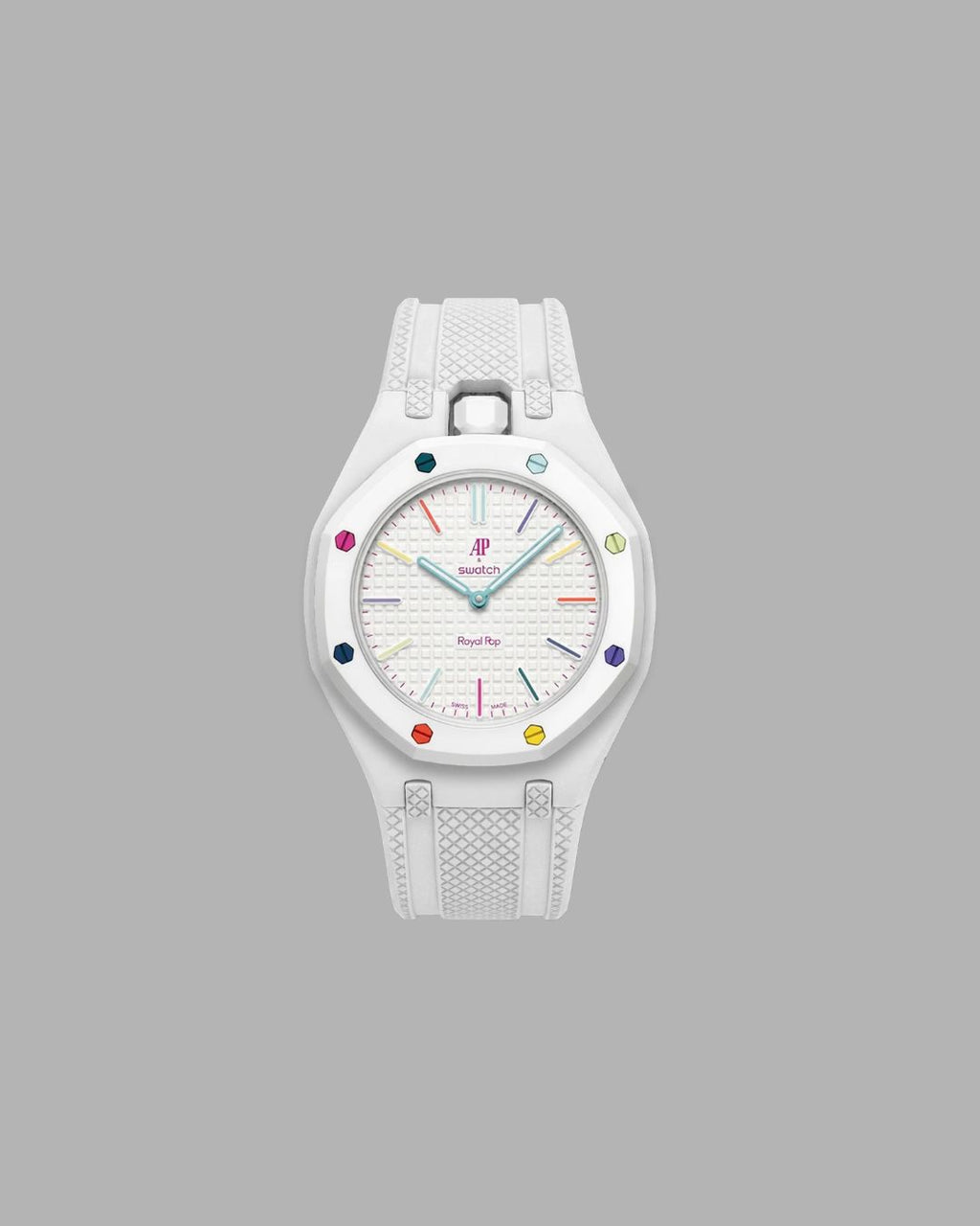 AP x Swatch Sportband weiss vertikale Krone