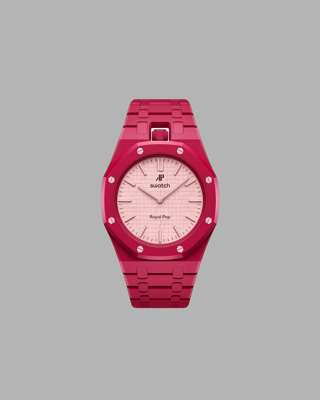 AP x Swatch Link Strap rosarot vertikale Krone