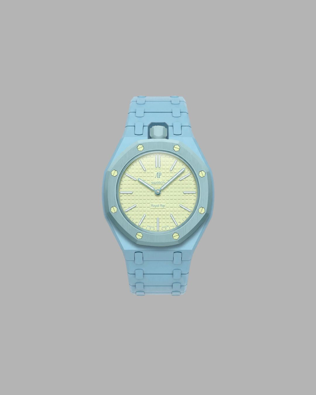 AP x Swatch Link Strap babyblau vertikale Krone
