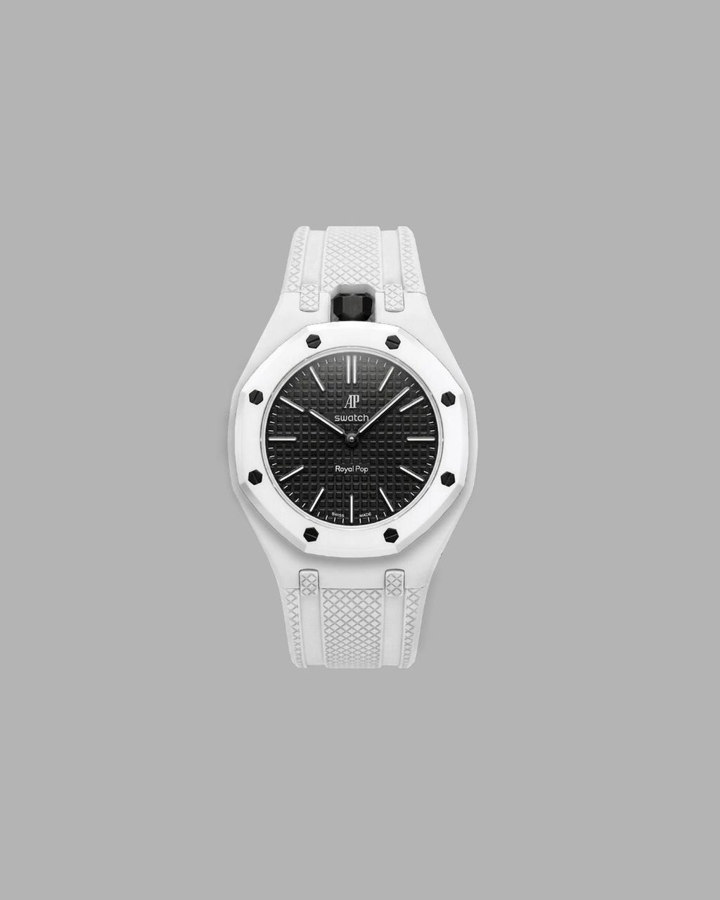 AP x Swatch Sportband weiss vertikale Krone