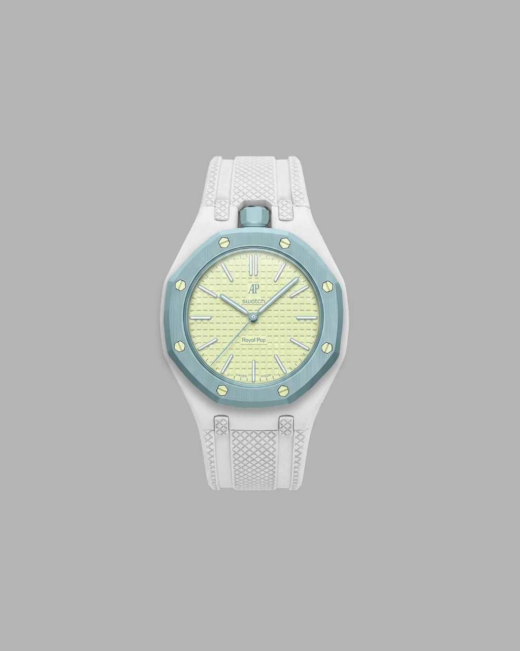 AP x Swatch Sportband weiss vertikale Krone